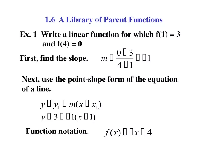 1 6 a library of parent functions