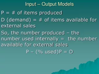 Input – Output Models