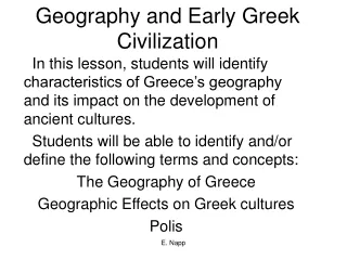 Geography and Early Greek Civilization