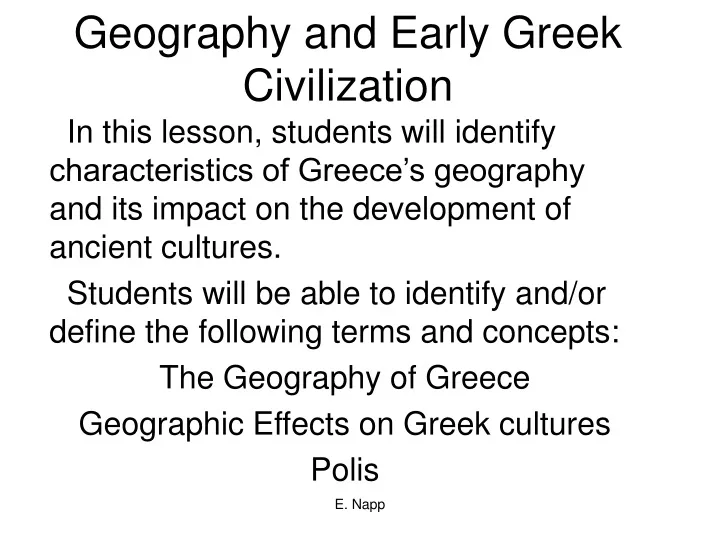geography and early greek civilization