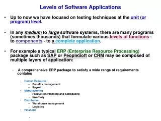 Levels of Software Applications