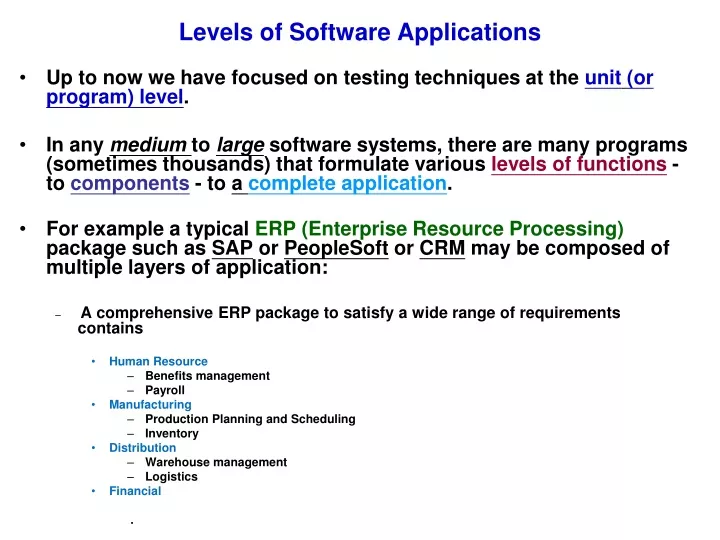 levels of software applications