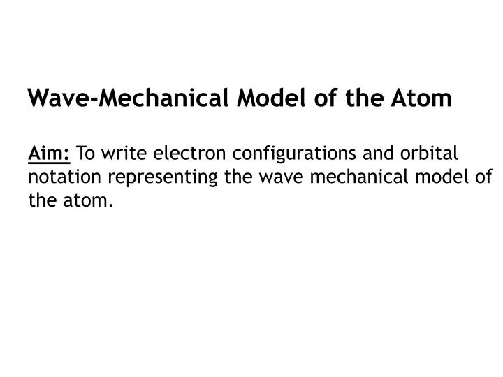 wave mechanical model of the atom