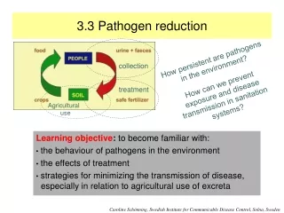 Learning objective :  to become familiar with:  the behaviour of pathogens in the environment