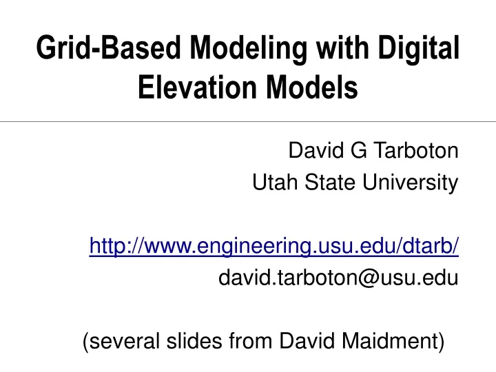 grid based modeling with digital elevation models