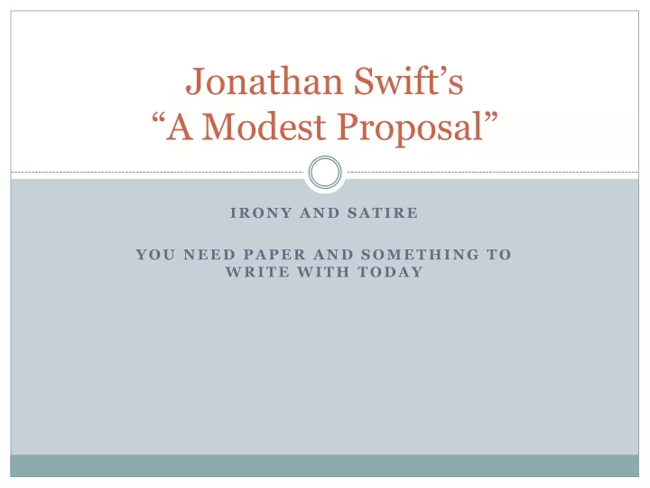 jonathan swift s a modest proposal