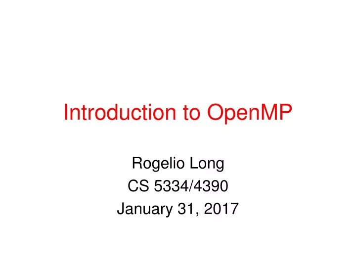 introduction to openmp