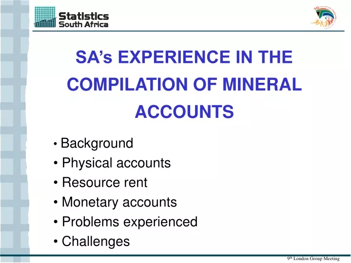 sa s experience in the compilation of mineral