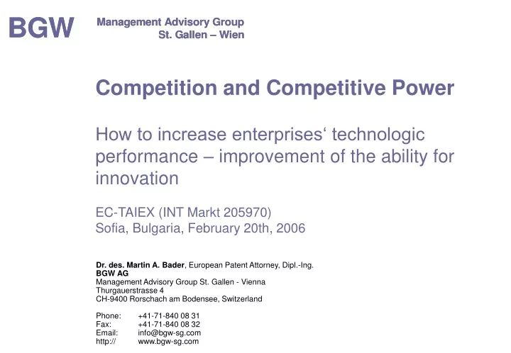 competition and competitive power how to increase