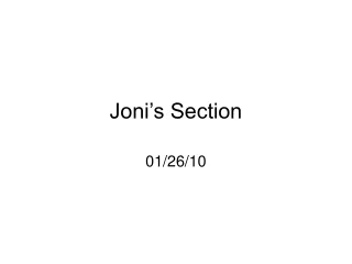 Joni’s Section