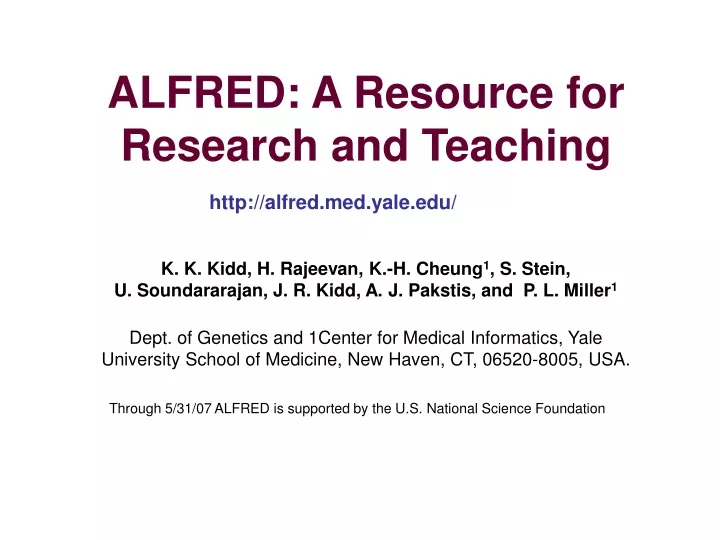 alfred a resource for research and teaching