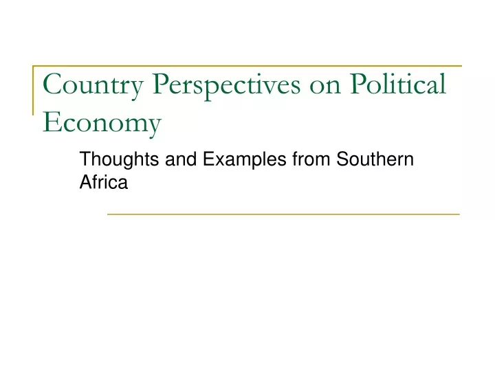 country perspectives on political economy