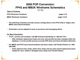 2008 POP Conversion:  FP43 and MB2K Wireframe Schematics 10/7/08