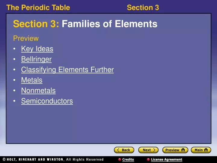 section 3 families of elements