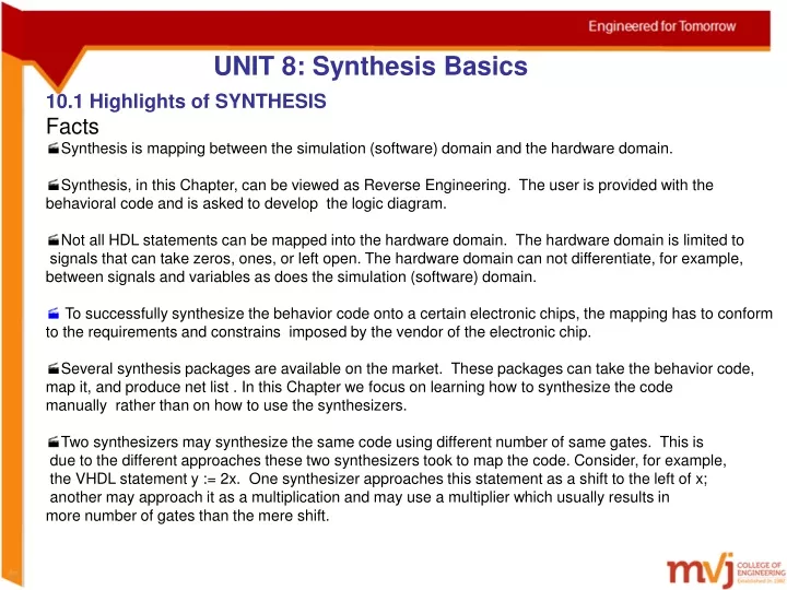 unit 8 synthesis basics