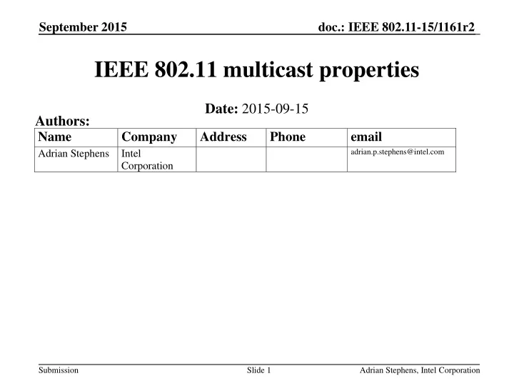 ieee 802 11 multicast properties