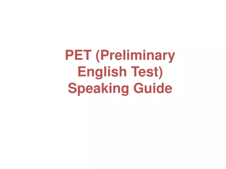 pet preliminary english test speaking guide