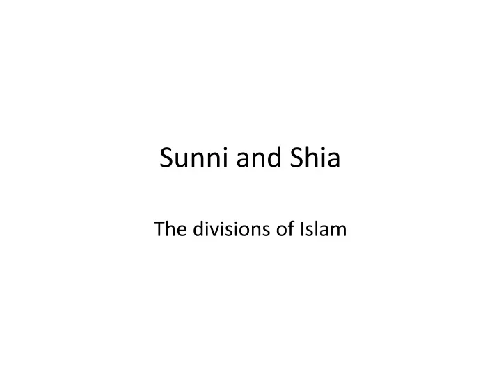 sunni and shia