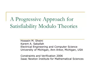 A Progressive Approach for Satisfiability Modulo Theories