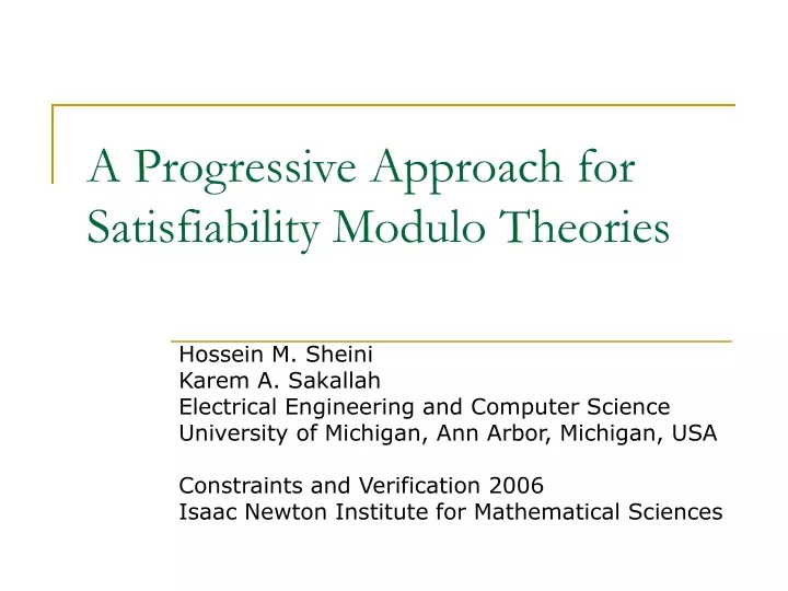 a progressive approach for satisfiability modulo theories