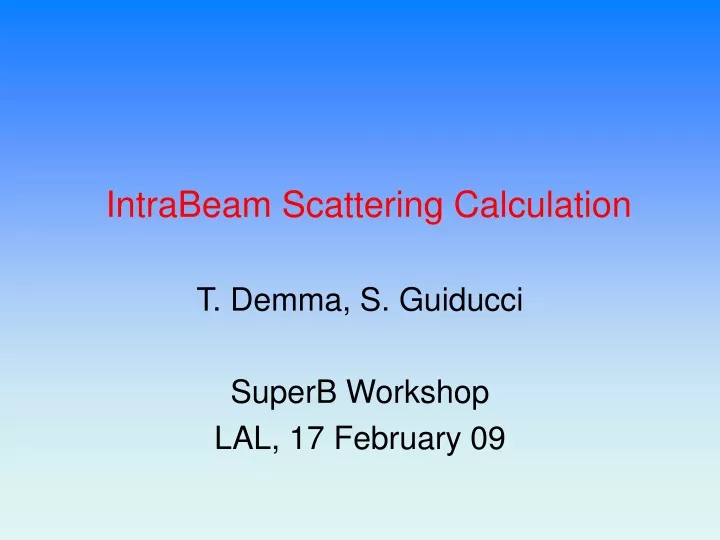intrabeam scattering calculation