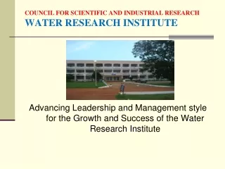 COUNCIL FOR SCIENTIFIC AND INDUSTRIAL RESEARCH WATER RESEARCH INSTITUTE