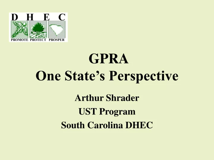 gpra one state s perspective