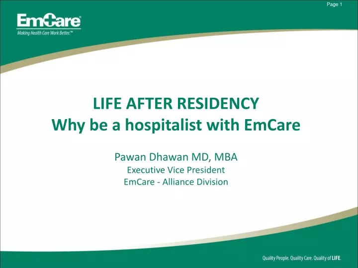 life after residency why be a hospitalist with