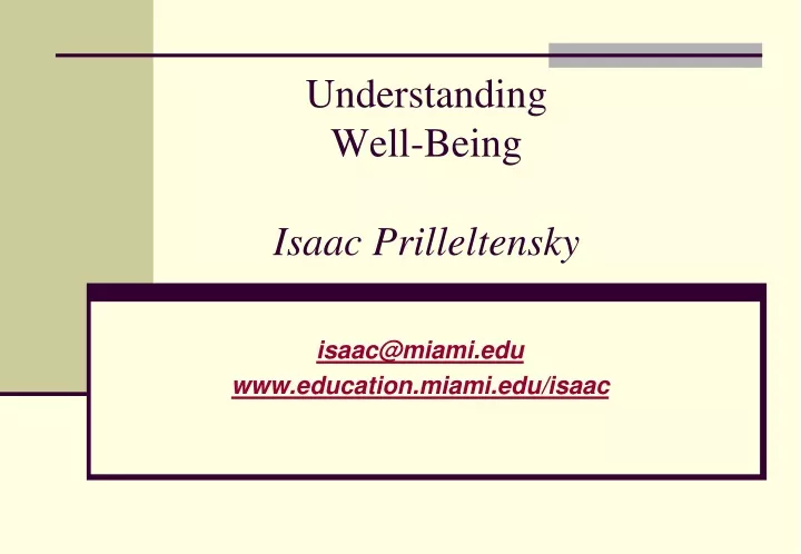 understanding well being isaac prilleltensky