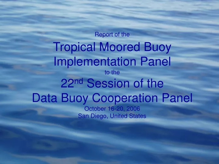 report of the tropical moored buoy implementation
