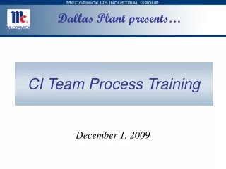 CI Team Process Training