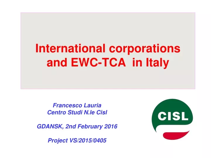 international corporations and ewc tca in italy