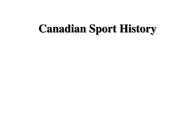 canadian sport history