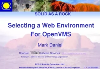 Selecting a Web Environment For OpenVMS