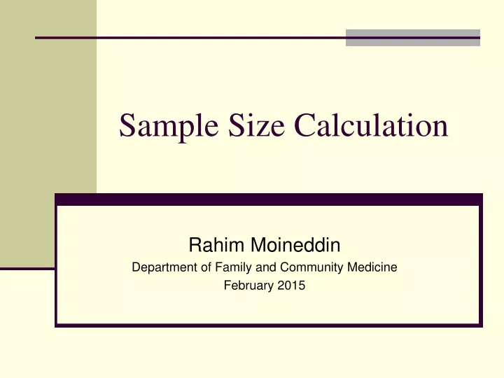 sample size calculation