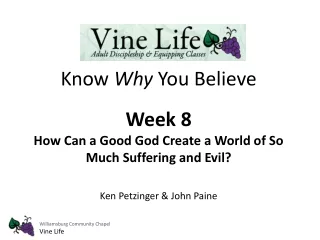Know  Why  You Believe Week 8  How Can a Good God Create a World of So Much Suffering and Evil?