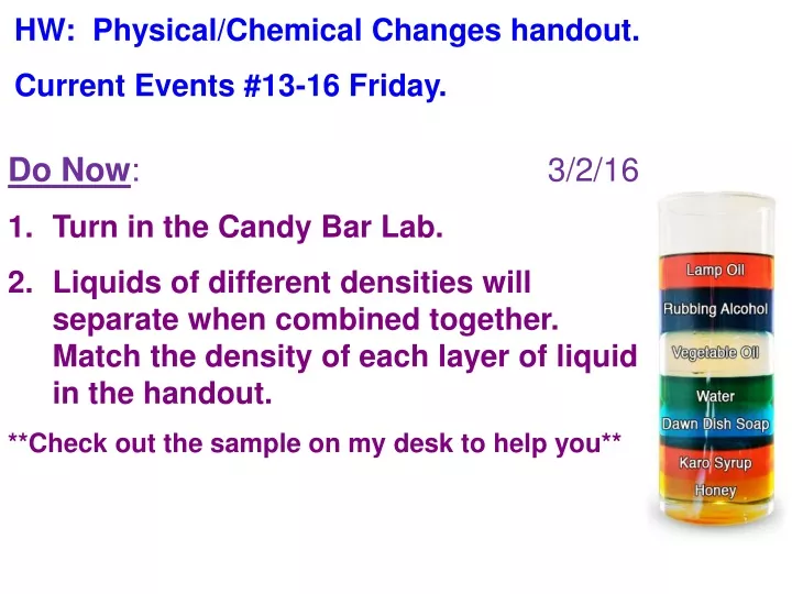 hw physical chemical changes handout current