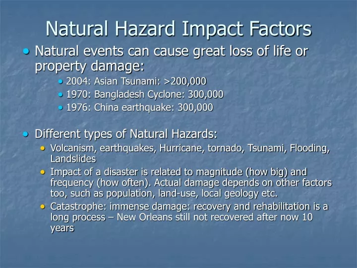 natural hazard impact factors