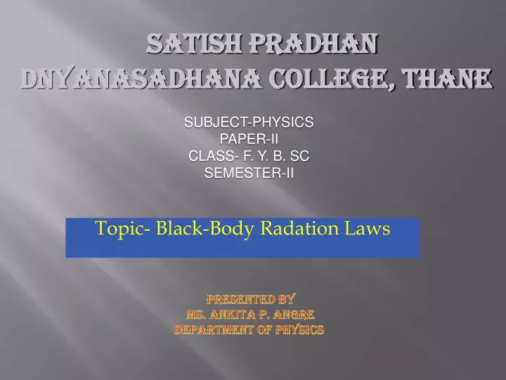 topic black body radation laws