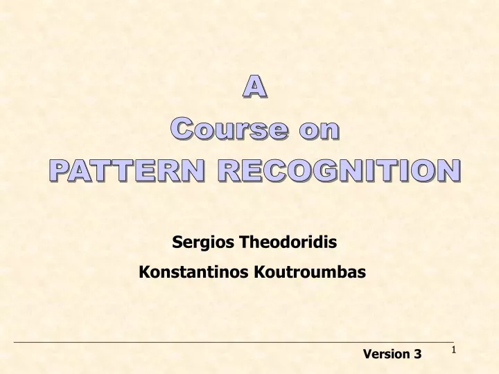 sergios theodoridis konstantinos koutroumbas version 3