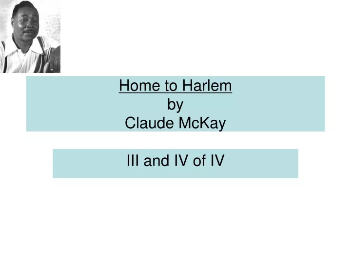 home to harlem by claude mckay