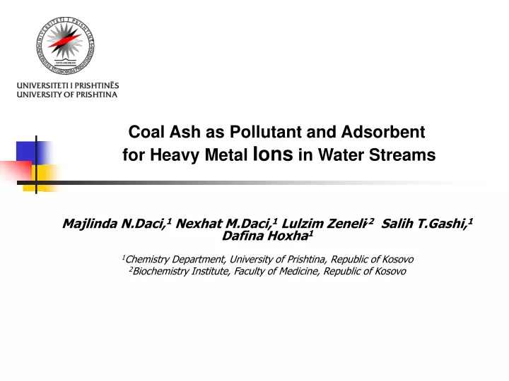 coal ash as pollutant and adsorbent for heavy