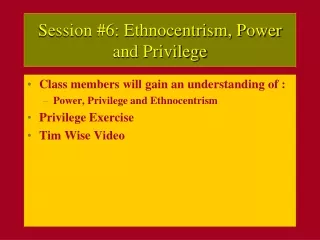 Session #6: Ethnocentrism, Power and Privilege