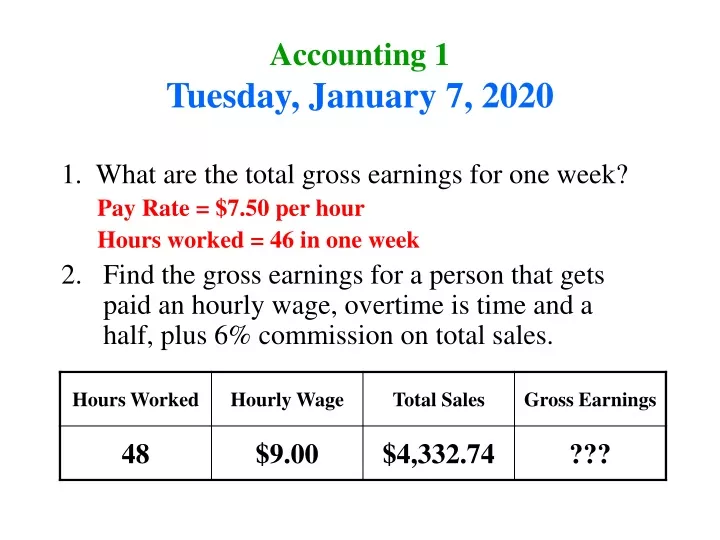 accounting 1 tuesday january 7 2020