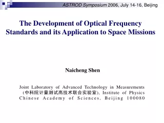 The Development of Optical Frequency Standards and its Application to Space Missions