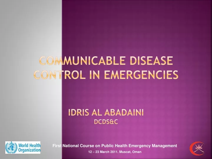 communicable disease control in emergencies idris al abadaini dcds c
