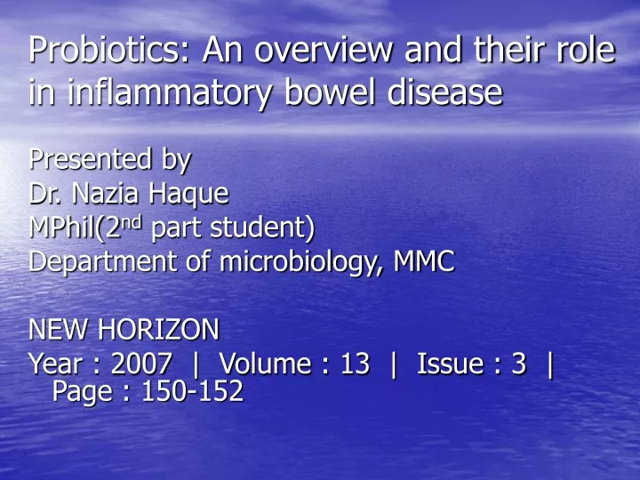 probiotics an overview and their role in inflammatory bowel disease