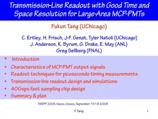 Transmission-Line Readout with Good Time and Space Resolution for Large-Area MCP-PMTs