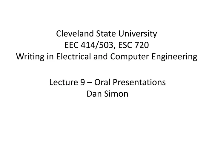 cleveland state university eec 414 503 esc 720 writing in electrical and computer engineering