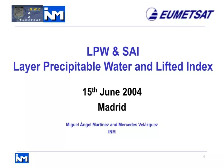 lpw sai layer precipitable water and lifted index